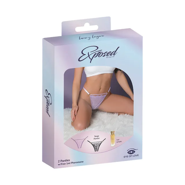 Magic Silk lilac and black tanga panty two-pack queen size in box