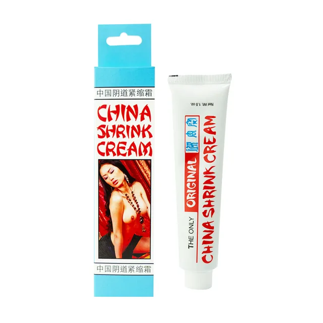China Shrink Cream carton beside white squeeze tube