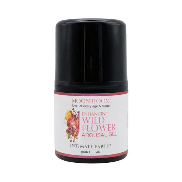 Moonbloom Wildflower Arousal Gel 1 oz amber pump bottle with floral label
