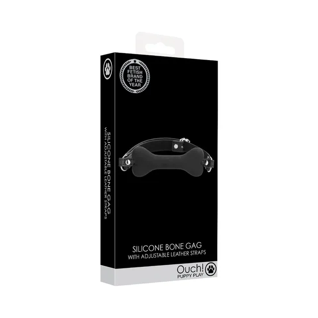 Shots Ouch black silicone bone gag retail box front