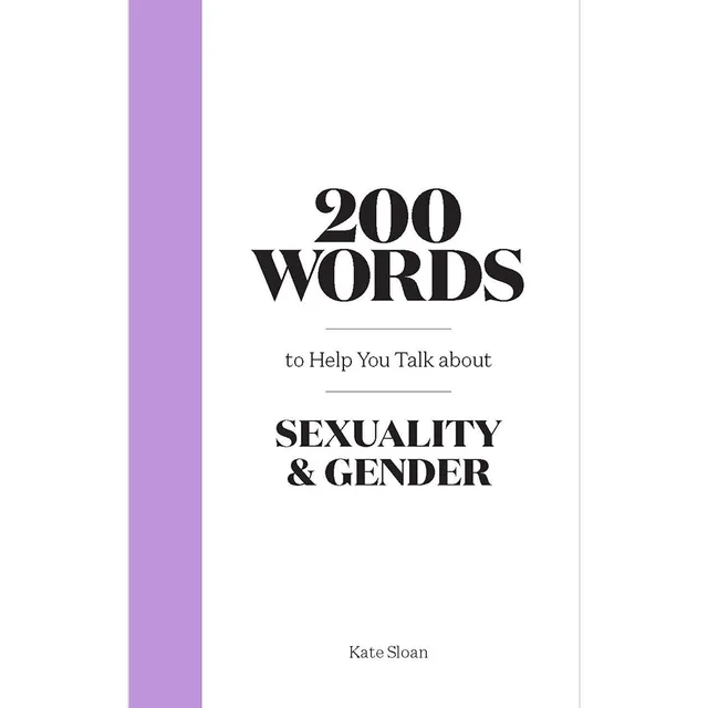 white 200 Words on Sexuality and Gender book cover with purple stripe