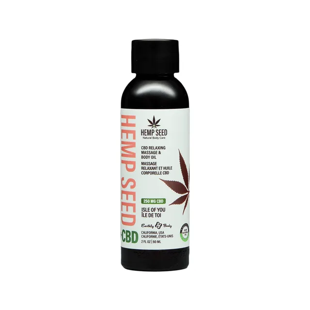 Front of 2 oz Earthly Body Hemp Seed CBD Isle of You oil bottle