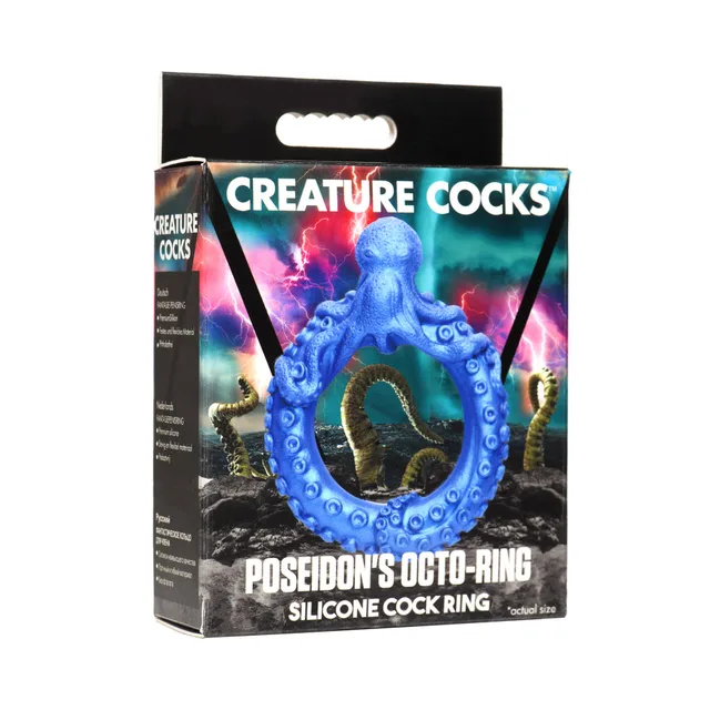 blue Poseidon's Octo-Ring with curling tentacles displayed on box