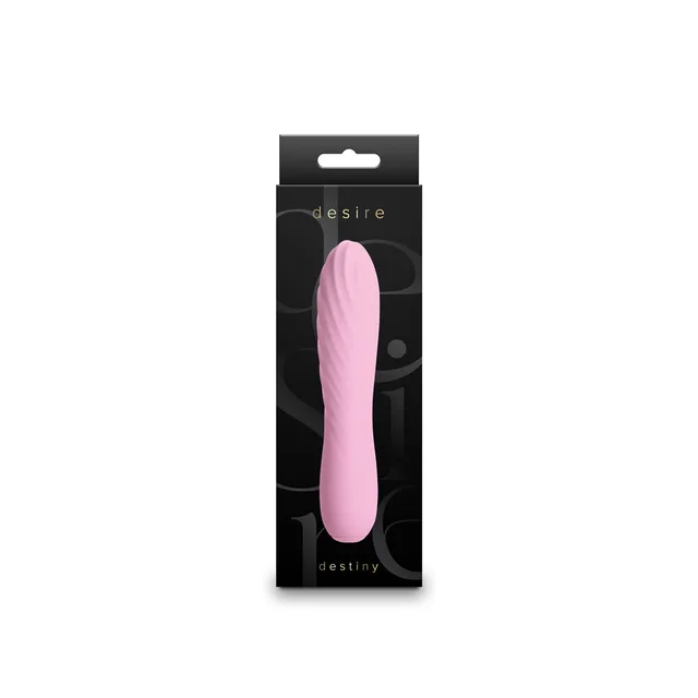 azalea-pink Desire Destiny ribbed vibrator in tall black box