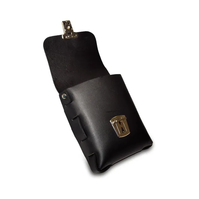 Open Prowler RED leather pouch showing flap and interior compartment