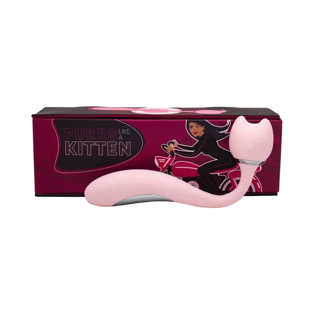 Purrs Like A Kitten pink wand displayed above retail box