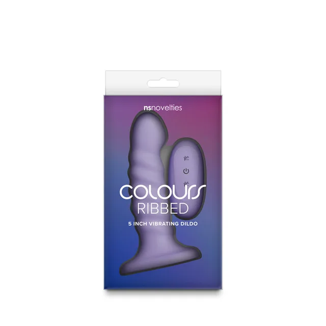 Purple 5-inch Colours Ribbed Vibrator in gradient retail box