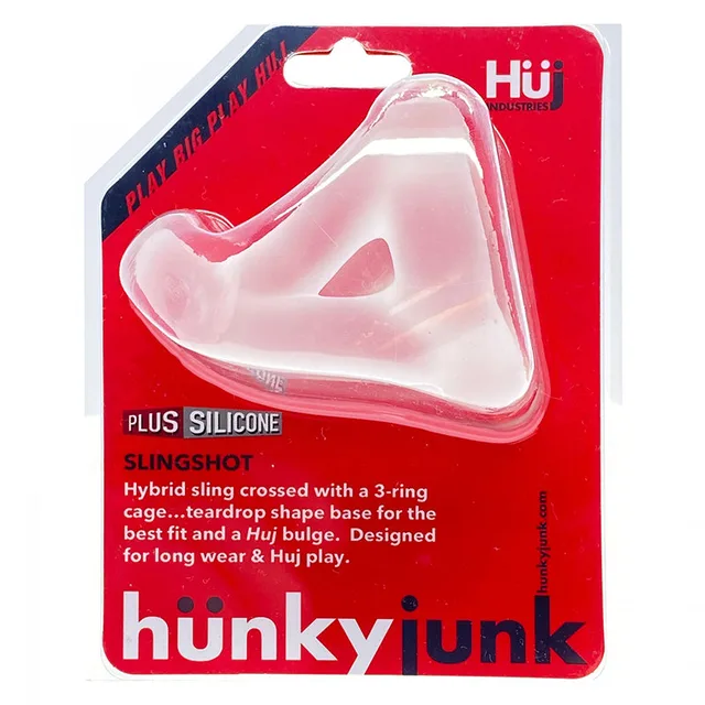 Clear Hunkyjunk SLINGSHOT three-ring teardrop sling in red retail pack