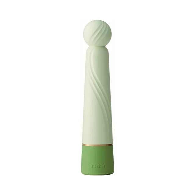 green and ivory iroha Rin+ HISUI vibrator with rounded textured tip