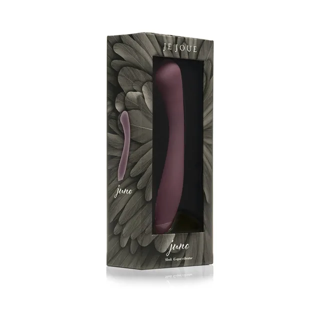 Je Joue Juno purple vibrator in feather-pattern box