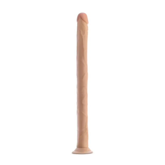 Blush Dr. Skin beige 19 inch TPE dildo upright front view