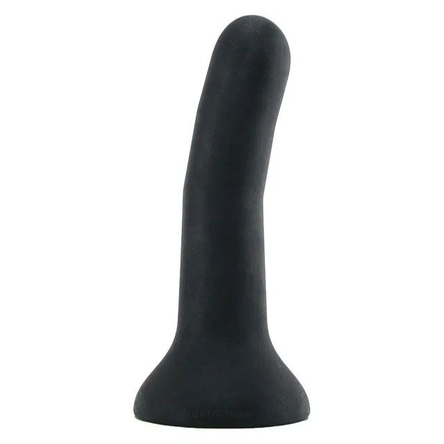 black Wet For Her FIVE Large dildo with elongated curved shaft and broad flared base
