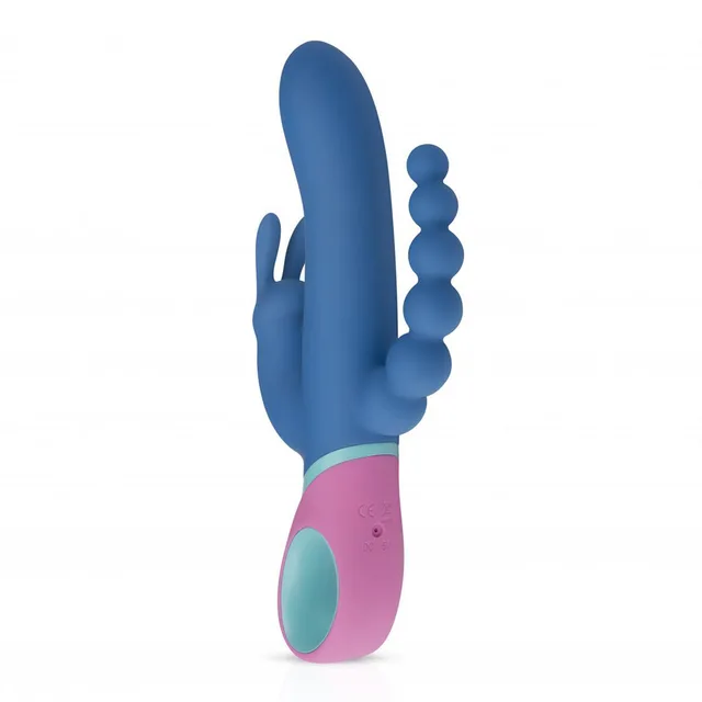 Front view of blue PMV20 Vice with pink oval handle