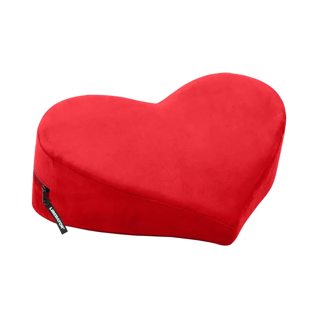 red Liberator Heart Wedge cushion with contoured top and side zipper