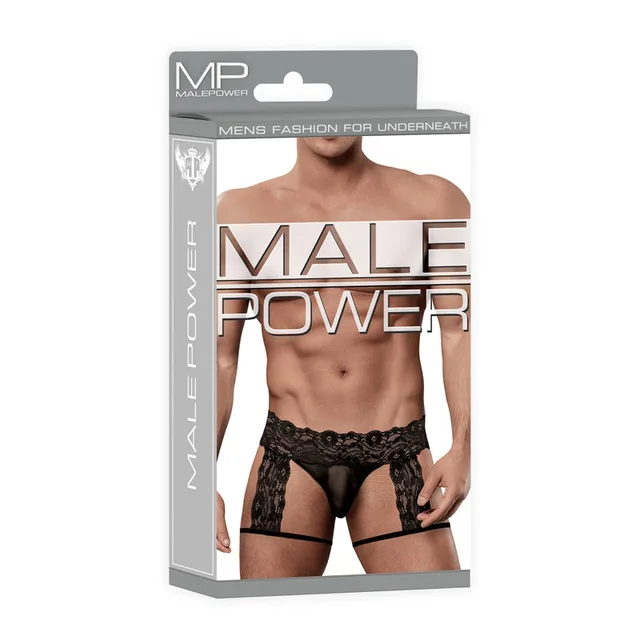 Male Power Scandal black lace garter short L/XL retail box