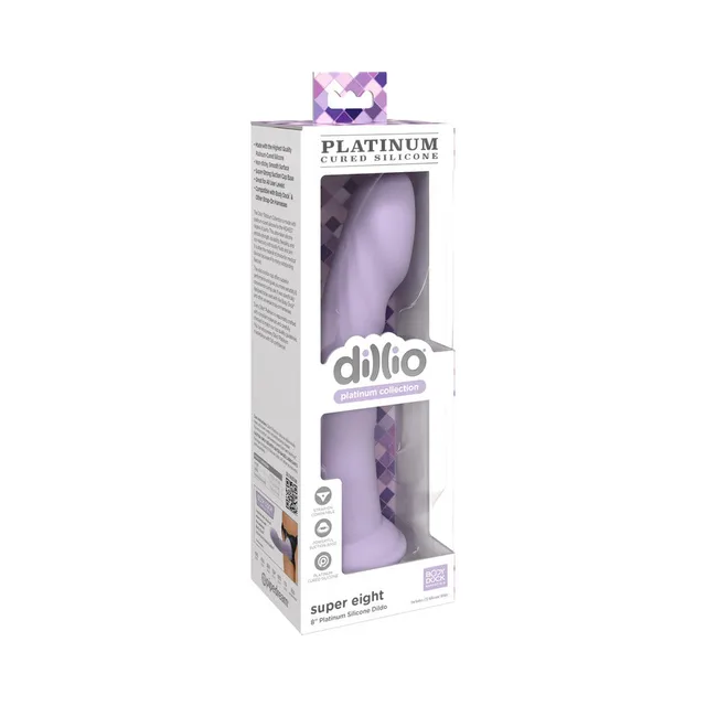 Dillio Super Eight purple silicone dildo in retail box