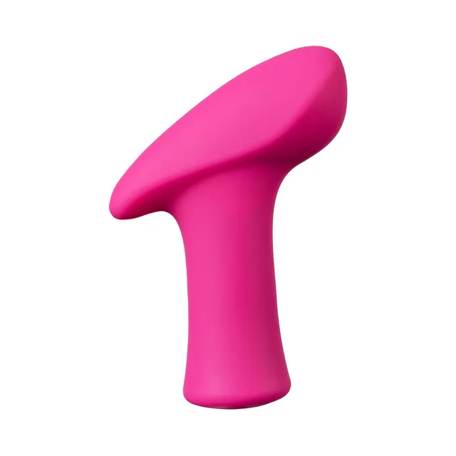 Side view of pink Lovense Ambi with broad angled head