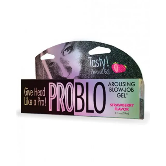 Little Genie ProBlo strawberry gel in black hanging carton