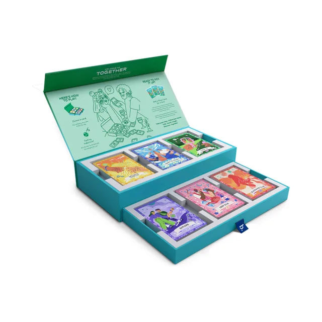 Open Together game box with multiple colorful card decks