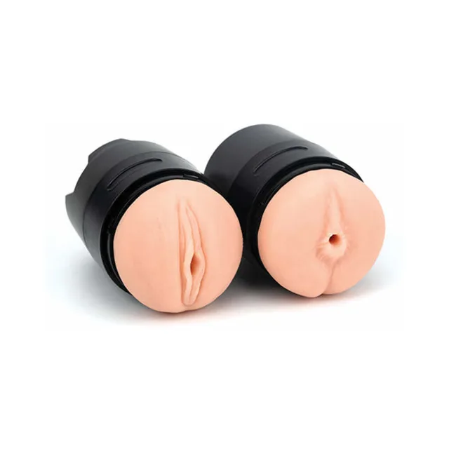 Cousins Group Hall Pass Sabina Rouge stroker set two peach-toned inserts with vaginal-shaped and anal-shaped openings