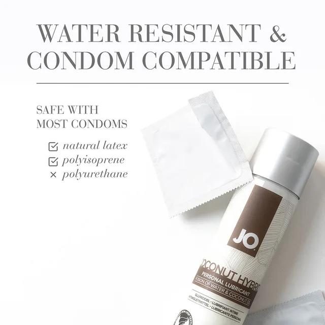 System JO Coconut Hybrid Original 4 oz silver pump bottle beside white foil packet