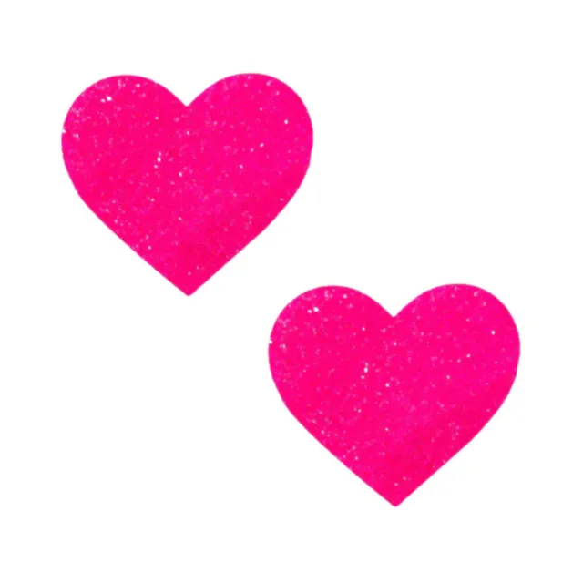 Pair of watermelly-pink glitter heart-shaped pasties