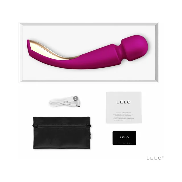 Deep rose LELO SMART WAND 2 Large set with cable card pouch and box