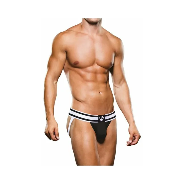 Front view of Prowler black-pouch jock strap size XL