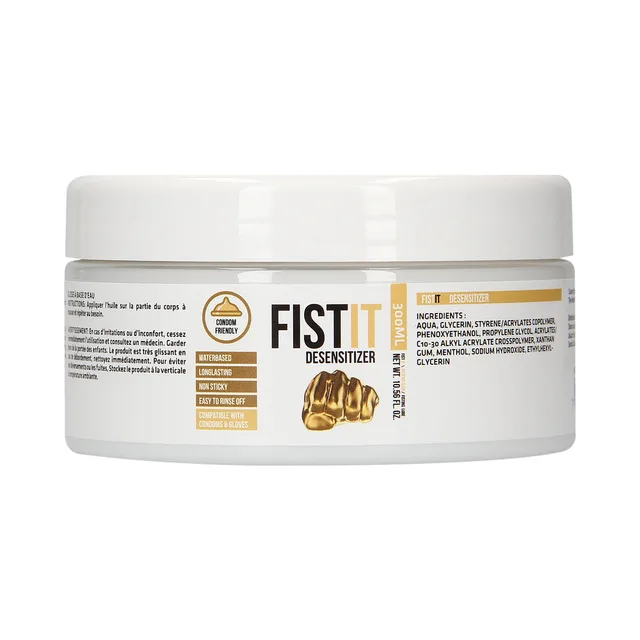 Rear side view through transparent gold-label gel jar