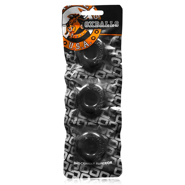 OxBalls Ringer Three Small Black Rings in tall package
