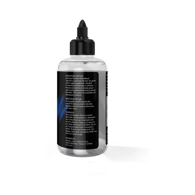 Back label on Naughty Jane's Sex Sauce water-based lubricant bottle