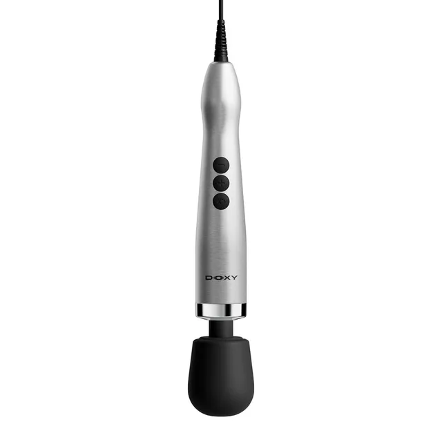 Front view of Doxy Die Cast Max plug-in silver handle and round black head