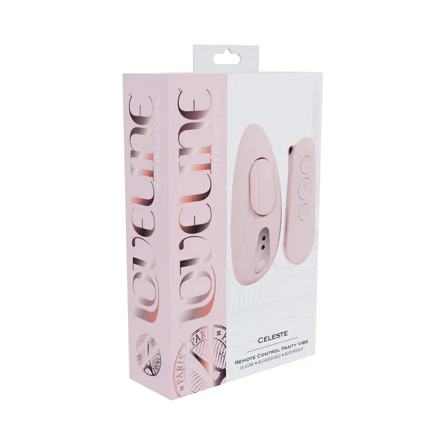 Pink Loveline Celeste pebble vibrator and remote in retail box