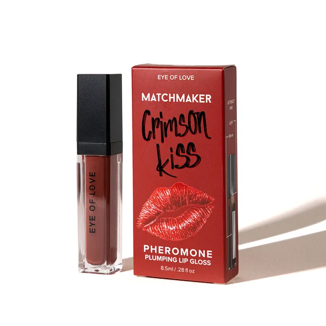 Eye of Love Matchmaker Crimson Kiss lip gloss tube and red carton