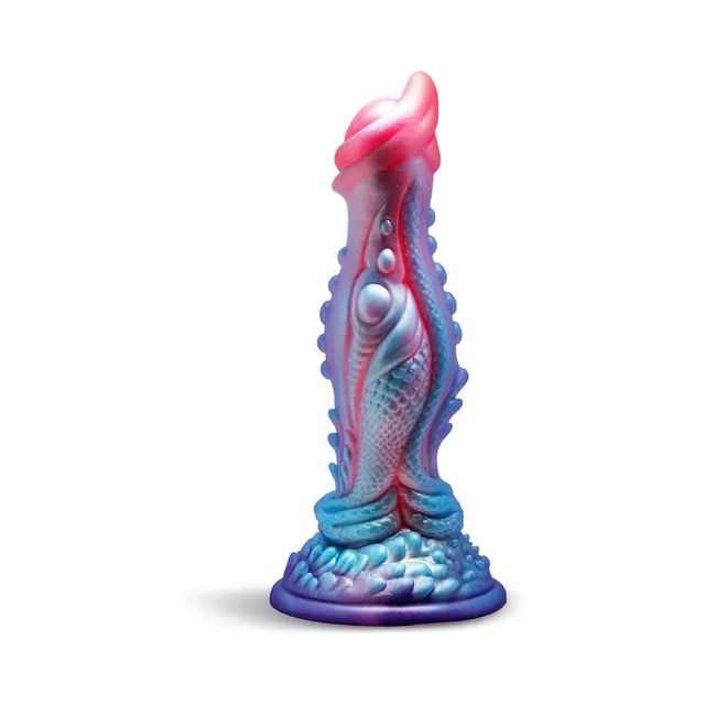 Majestic Delphine Mermaid multicolor fantasy dildo front upright view of the pearl-like rows