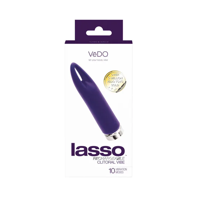 Purple VeDO Lasso loop-tip bullet vibrator in white package