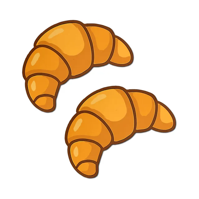Pastease golden-brown croissant breast pasties matching pair with curved pastry shapes and segmented details