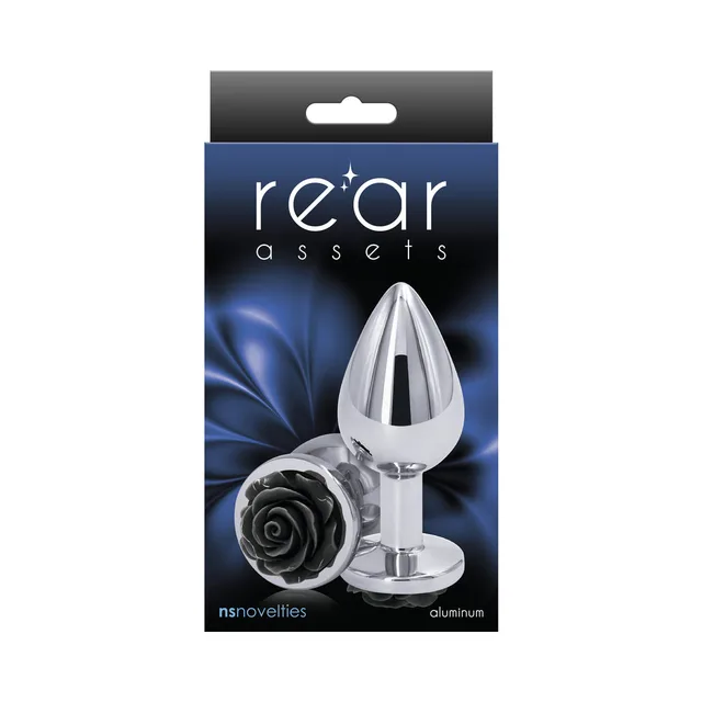 Rear Assets medium black rose anal plug retail package