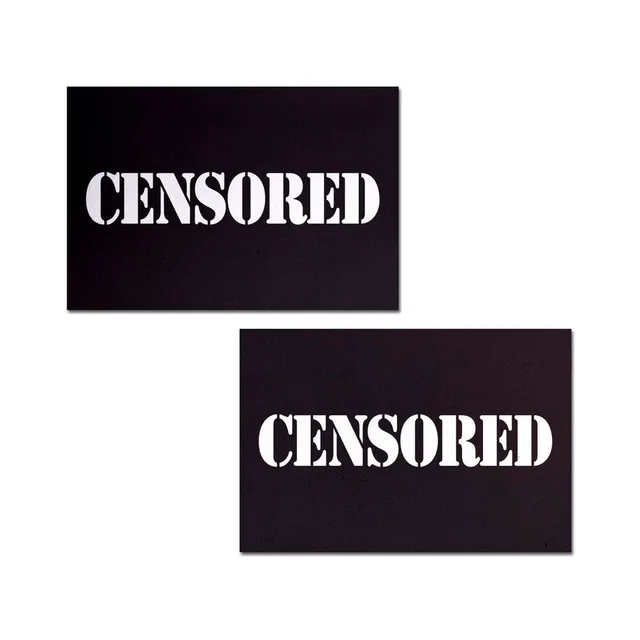 Pair of black rectangular CENSORED pasties