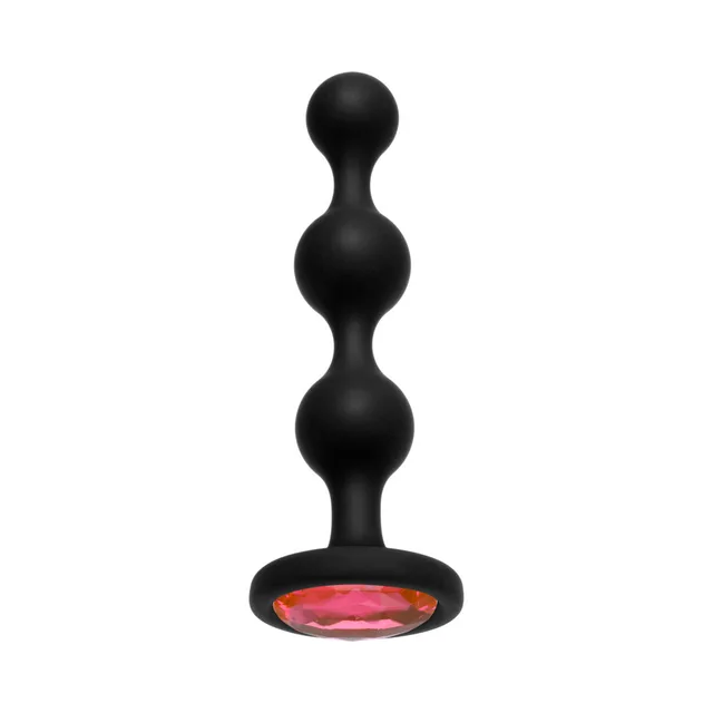 Doc Johnson Booty Bling pink silicone beads upright front view with three graduated beads