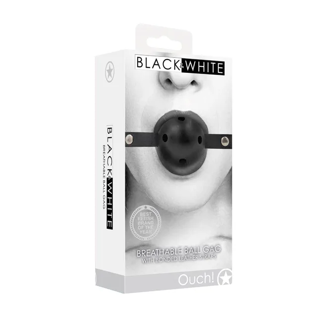 Shots Ouch black ventilated ball gag retail box