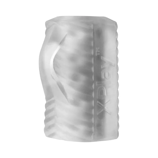 Perfect Fit XPlay Jack Daddy clear ribbed stroker upright side view