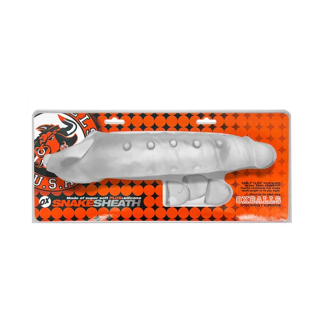 translucent OxBalls Snake veined cocksheath with three clear inserts in retail box