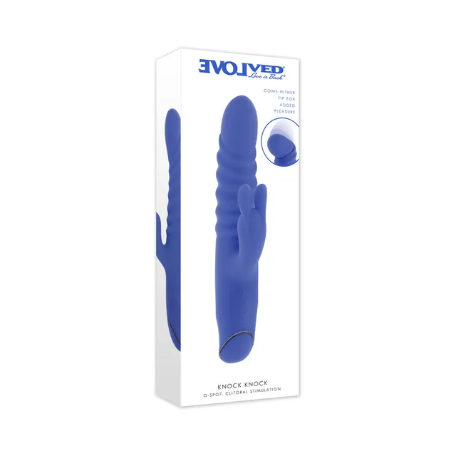 Evolved Knock Knock blue retail box with dual-arm product image