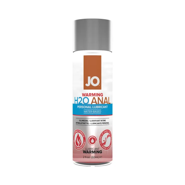 System JO H2O Anal Warming two-ounce bottle with orange aqua label