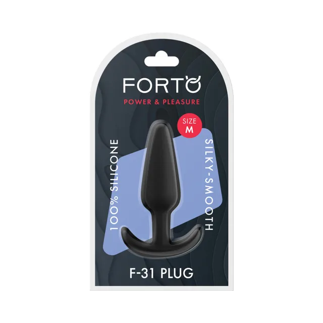 Forto F-31 medium black anal plug in retail package