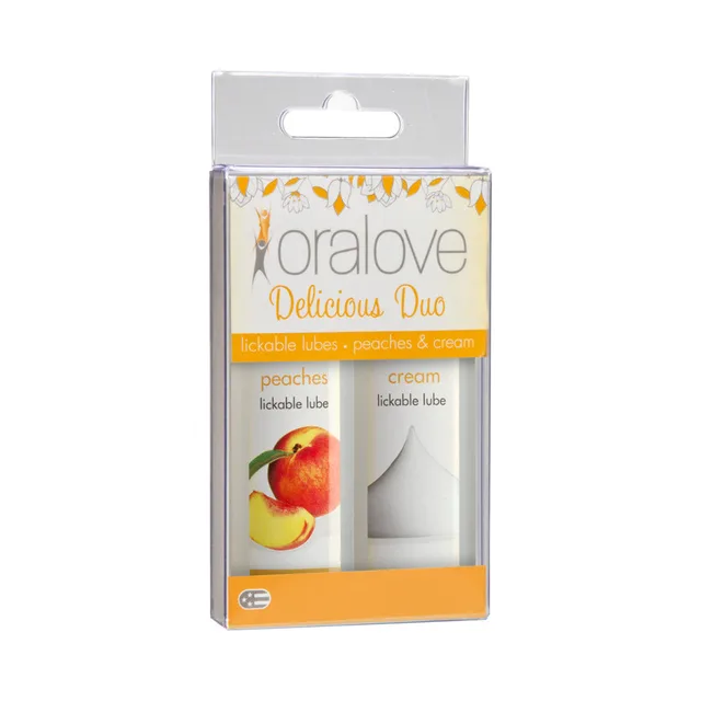 Oralove Peaches & Cream Duo white orange hanging box front