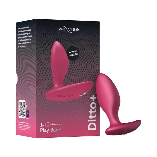 cosmic pink We-Vibe Ditto+ silicone anal plug with remote and black retail box