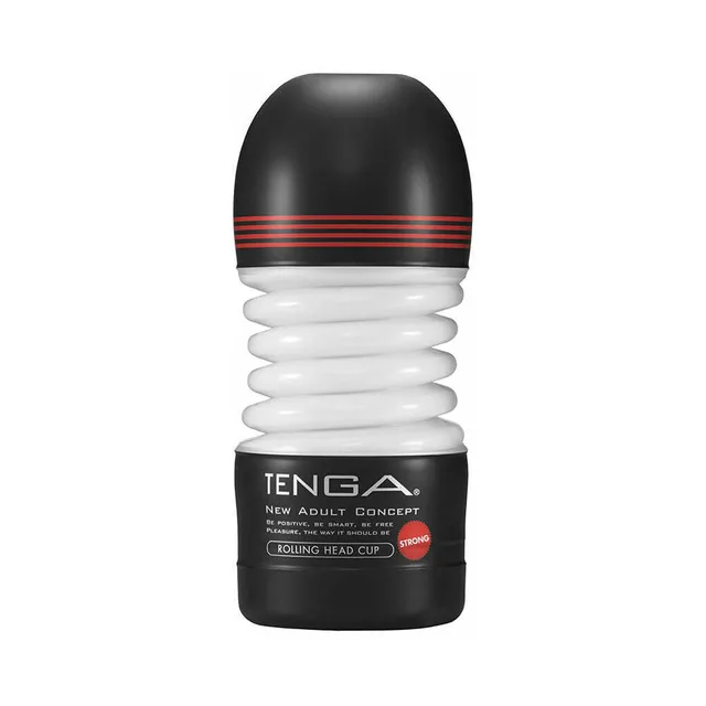 Alternate upright view of black Strong Rolling Head Cup