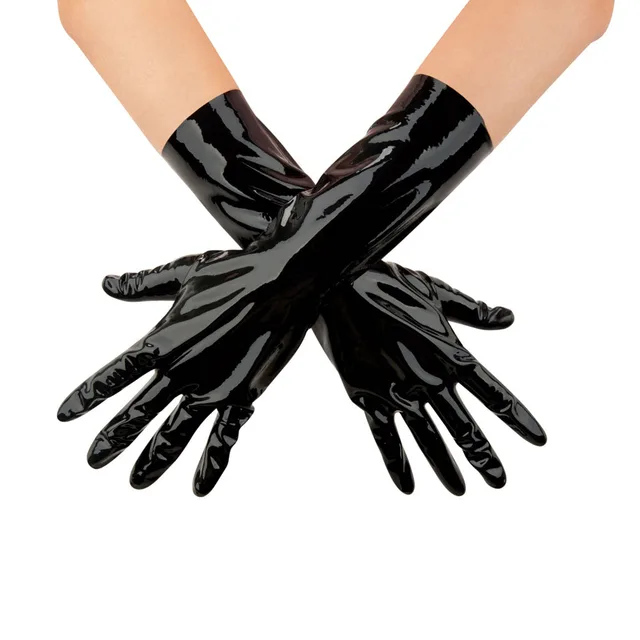 Pair of glossy black Prowler RED latex gloves size XL